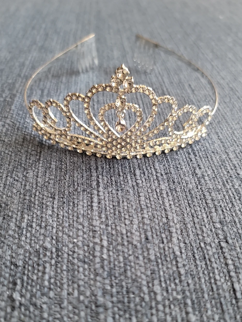 Boutique Silver Crystal Heart Tiara Headband